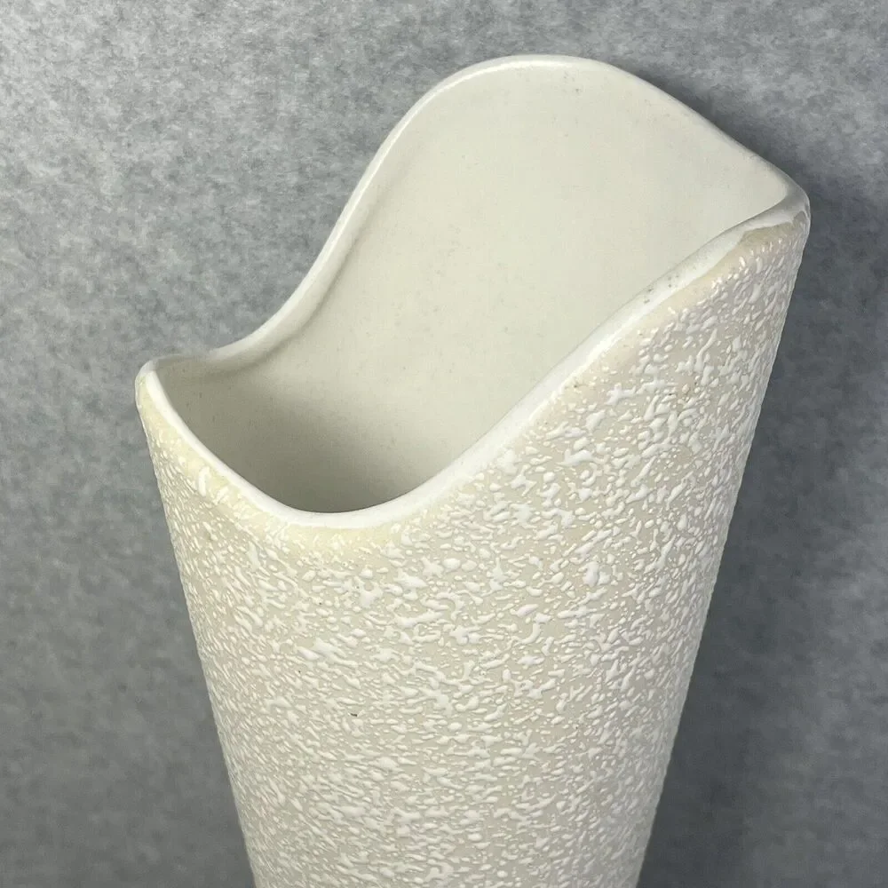 Vintage Mid Century Modern‎ 14” China Craft USA White Splatter Ware Vase C-414